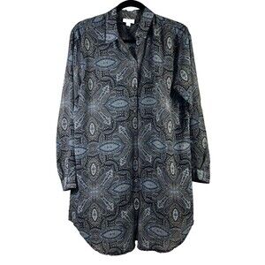 J. Jill Blouse Women's Size Small Paisley Tunic Mandala Long Sleeve Blouse